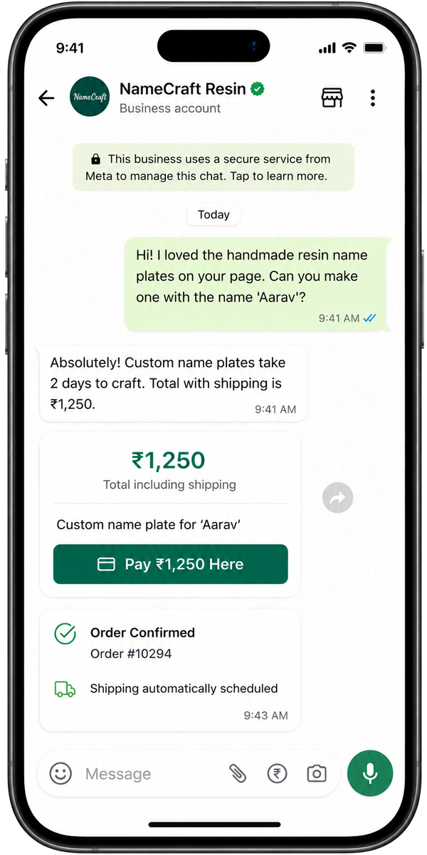 Behaf WhatsApp Store Checkout Mockup